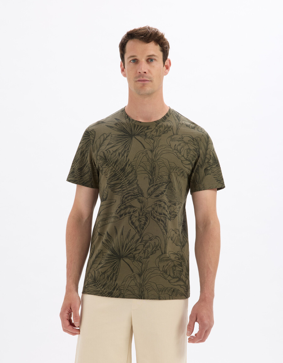 camiseta de cuello redondo de corte regular 100 algodón floral