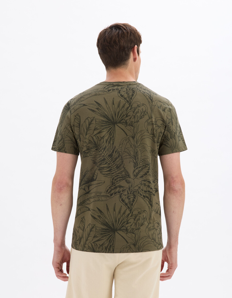 camiseta de cuello redondo de corte regular 100 algodón floral