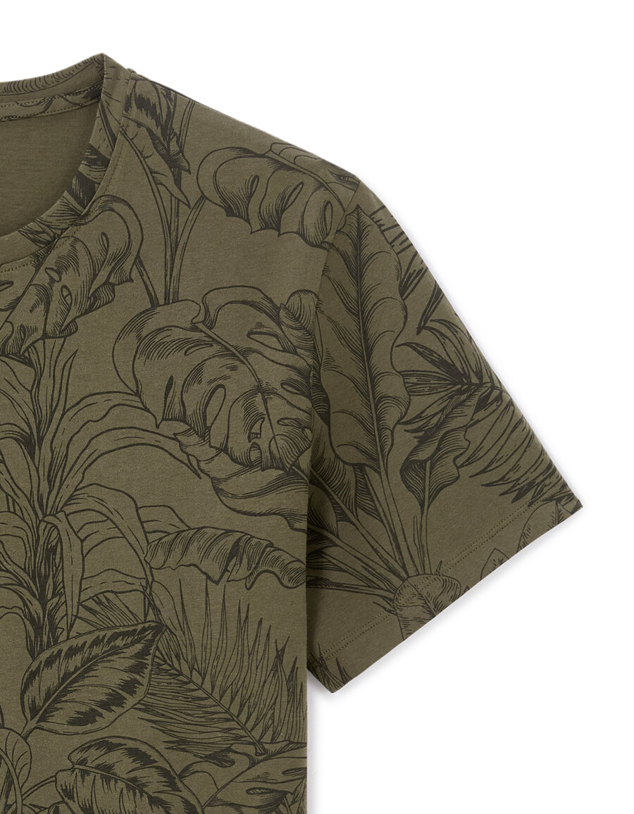 camiseta de cuello redondo de corte regular 100 algodón floral