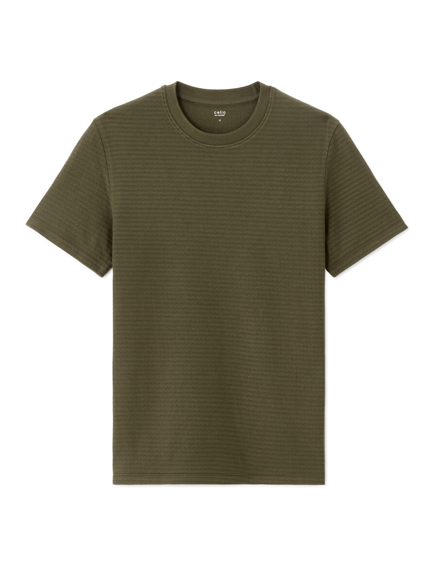 camiseta de cuello redondo de corte regular 100 algodón gofrado