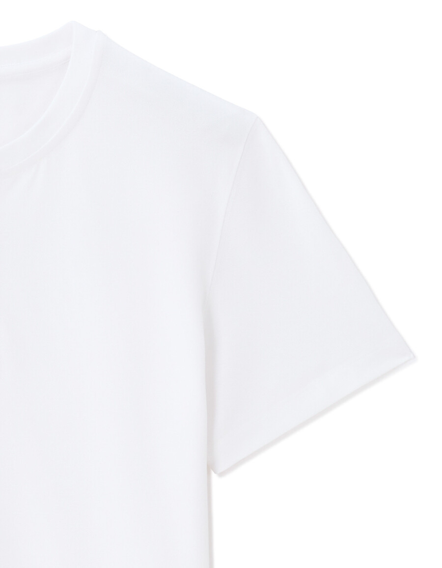 camiseta de corte regular con cuello henley algodón piqué elástico