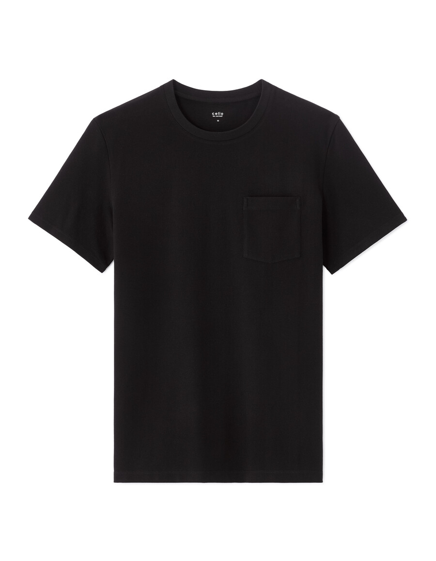 camiseta de cuello redondo de corte regular 100 algodón piqué elástico