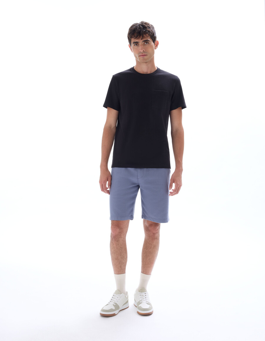 camiseta de cuello redondo de corte regular 100 algodón piqué elástico