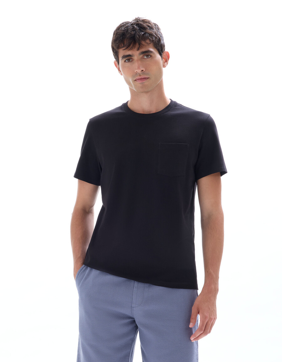 camiseta de cuello redondo de corte regular 100 algodón piqué elástico