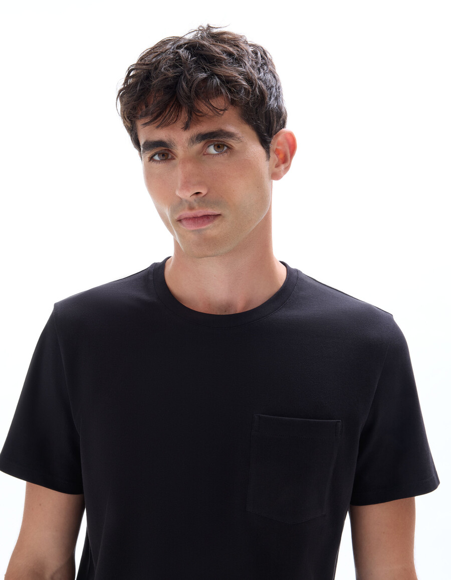 camiseta de cuello redondo de corte regular 100 algodón piqué elástico
