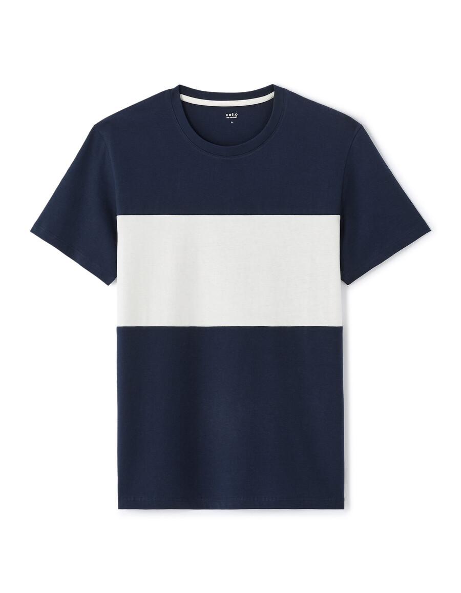 camiseta regular de cuello redondo 100 algodón con bloques de color