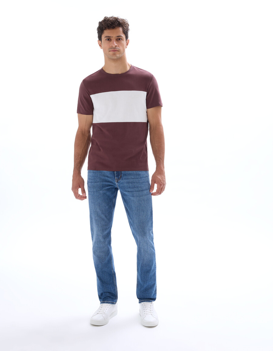 camiseta regular de cuello redondo 100 algodón con bloques de color