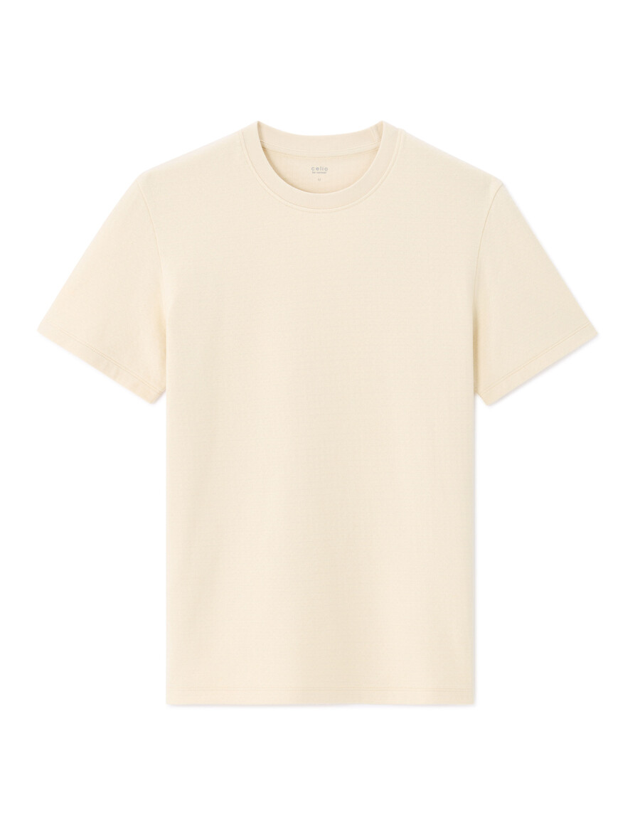 camiseta de cuello redondo de corte regular 100 algodón gofrado