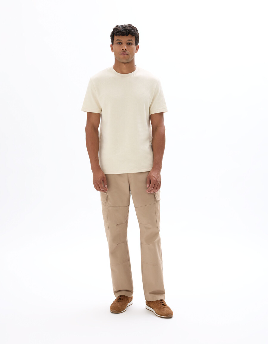 camiseta de cuello redondo de corte regular 100 algodón gofrado