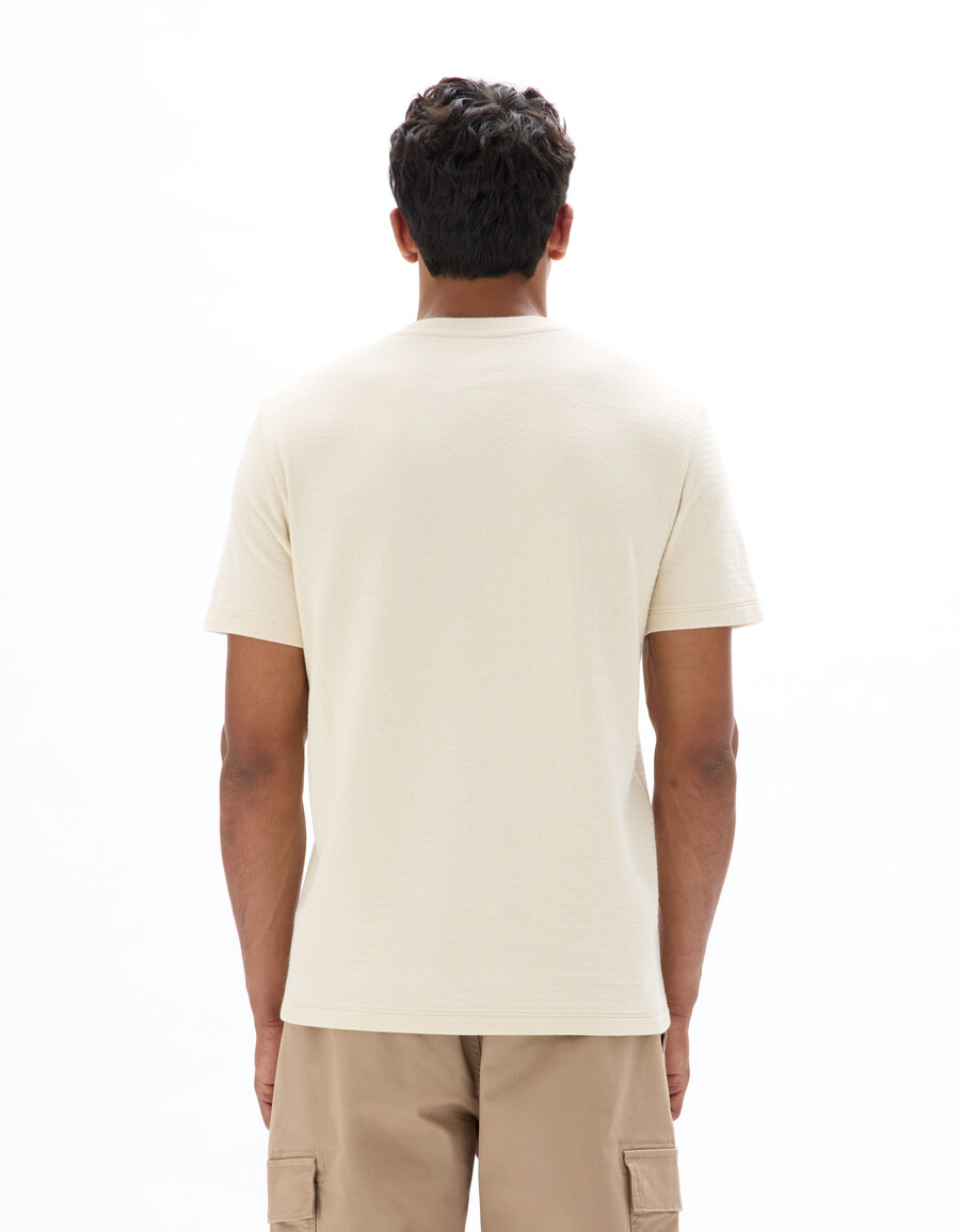 camiseta de cuello redondo de corte regular 100 algodón gofrado