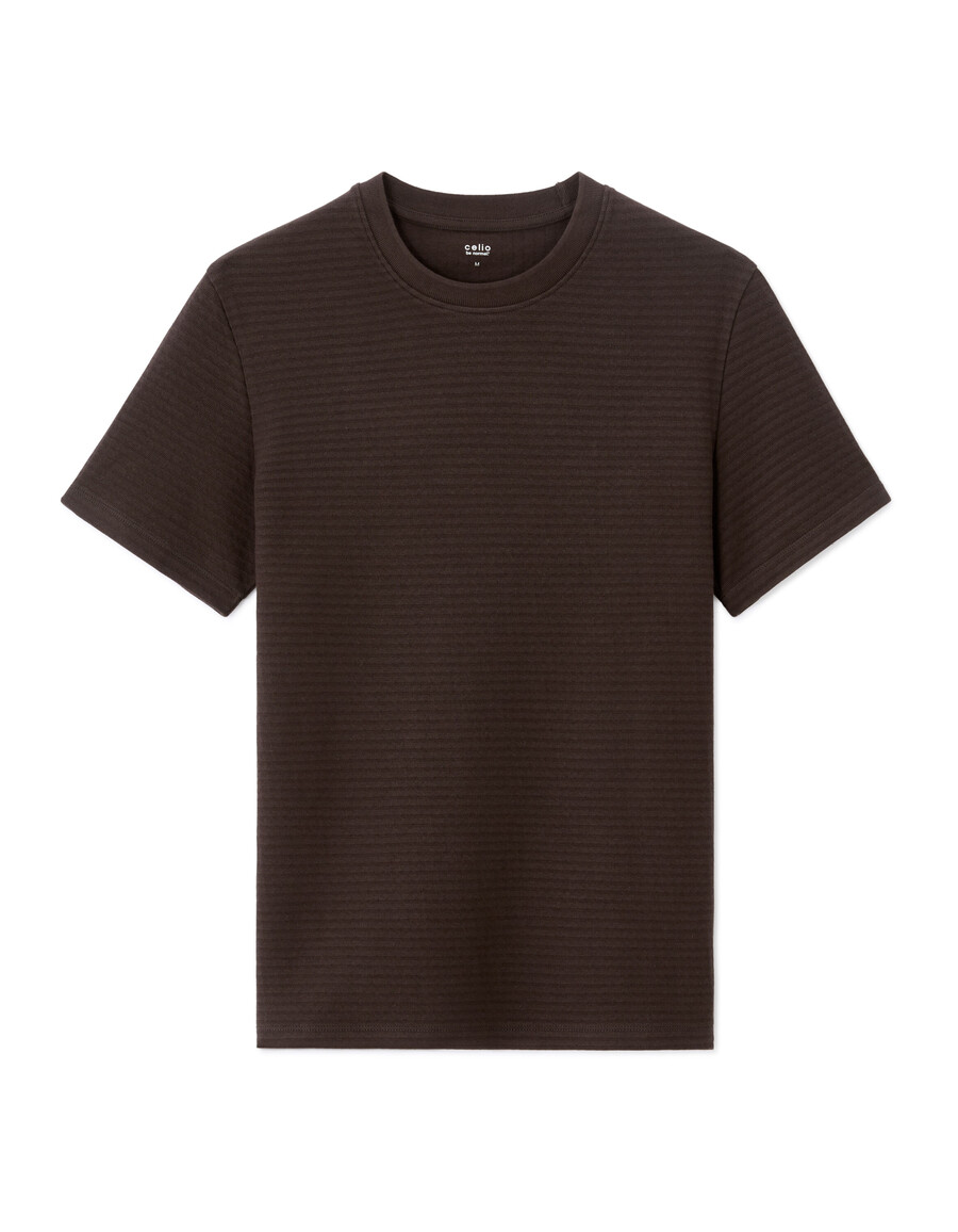 camiseta de cuello redondo de corte regular 100 algodón gofrado
