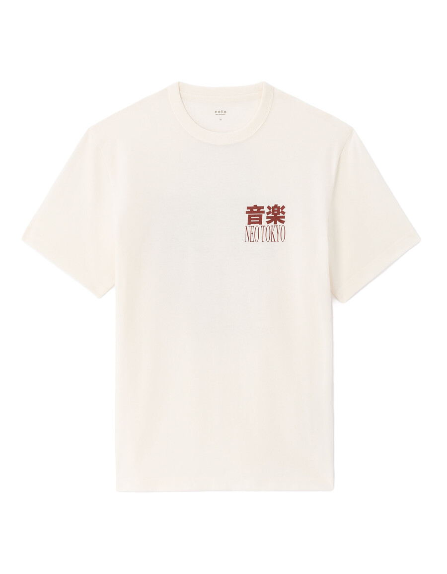 camiseta de cuello redondo 100 algodón estampado asiático