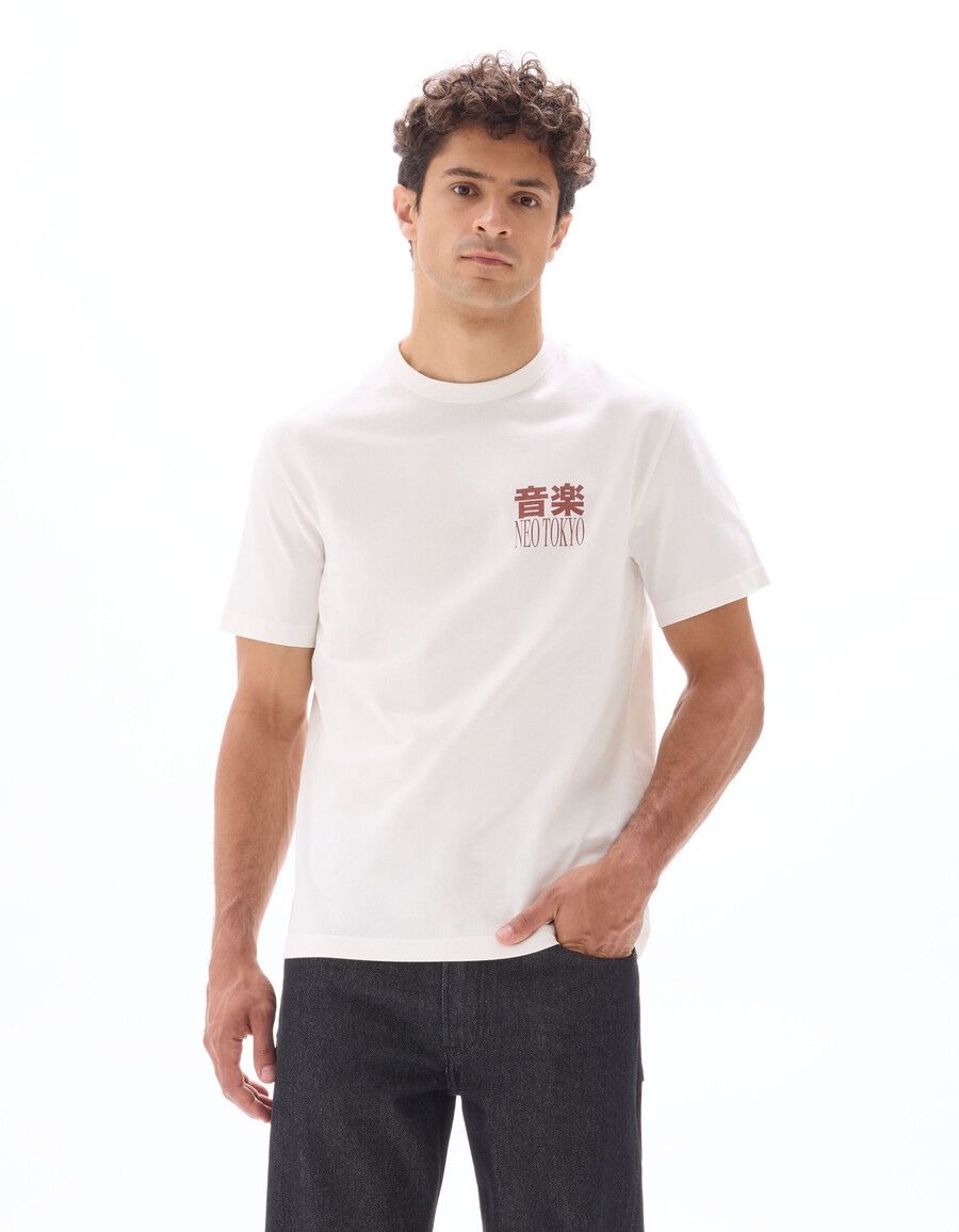 camiseta de cuello redondo 100 algodón estampado asiático
