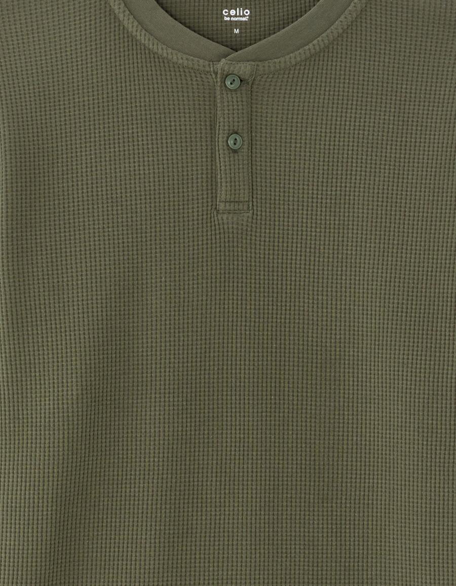 camiseta de manga larga de corte regular 100 algodón de punto gofrado