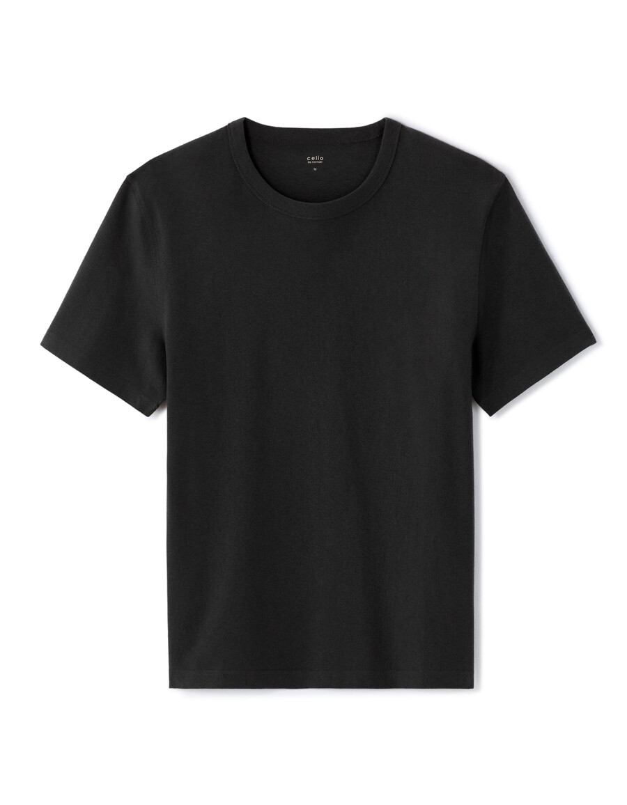 camiseta negra de cuello redondo cuadrado 100 algodón de peso pesado