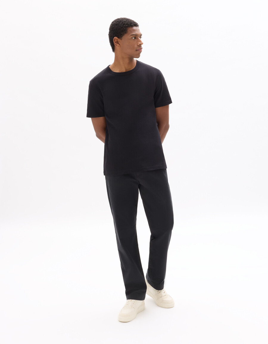 camiseta negra de cuello redondo cuadrado 100 algodón de peso pesado