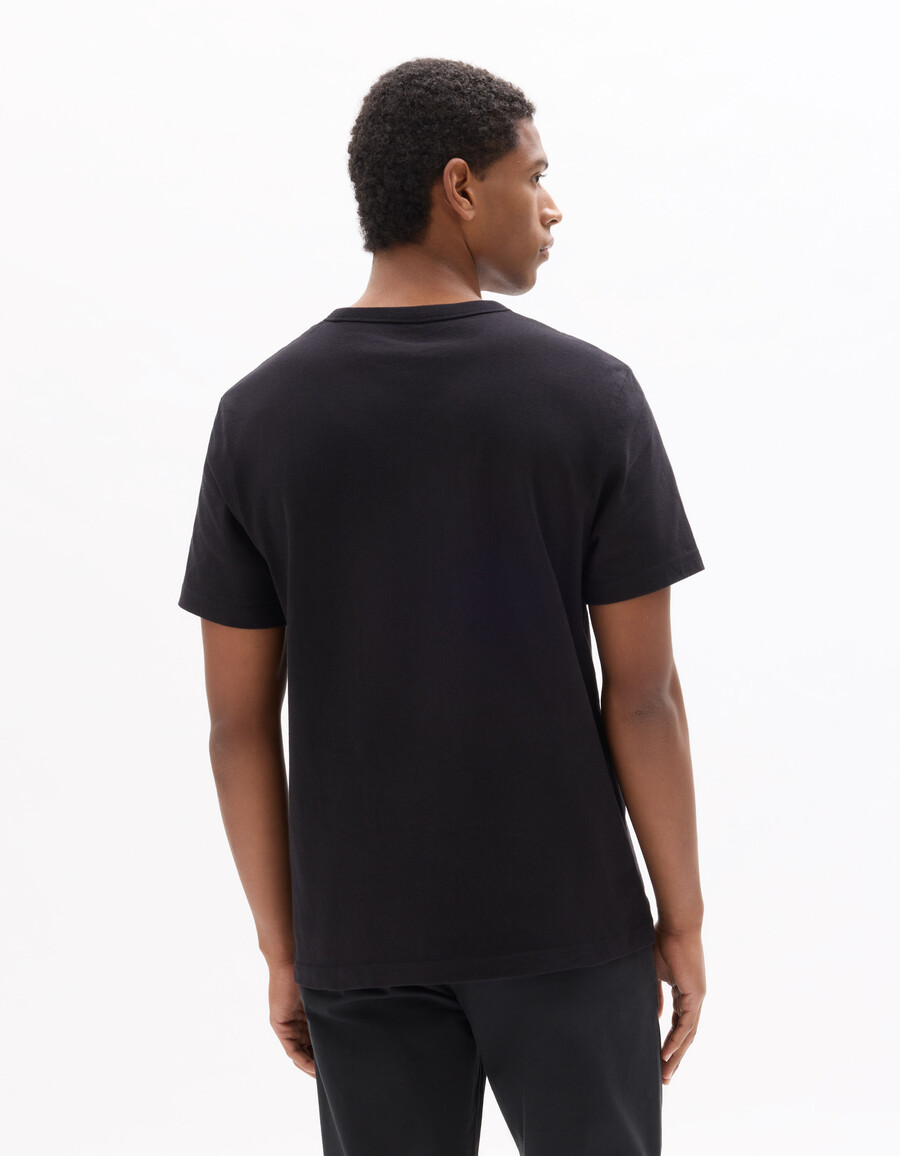 camiseta negra de cuello redondo cuadrado 100 algodón de peso pesado