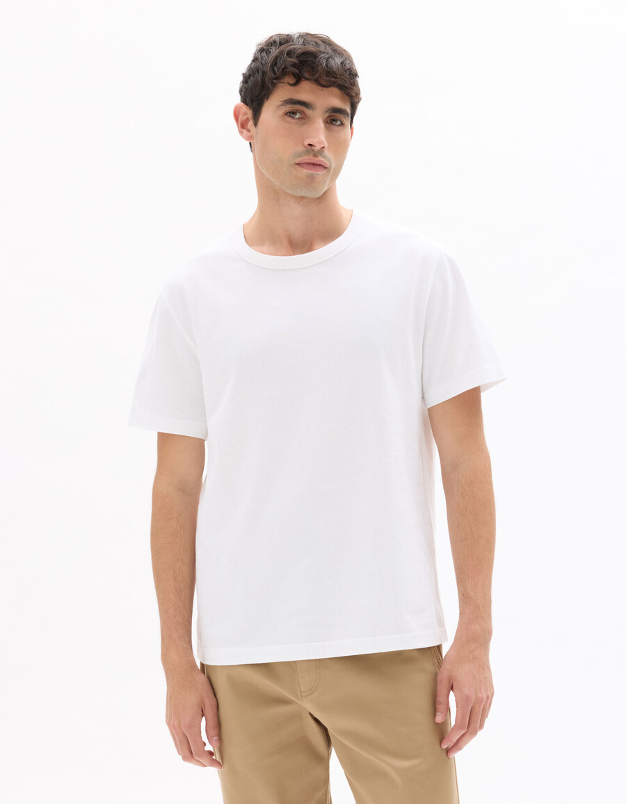 camiseta de cuello redondo cuadrado 100 algodón de peso pesado