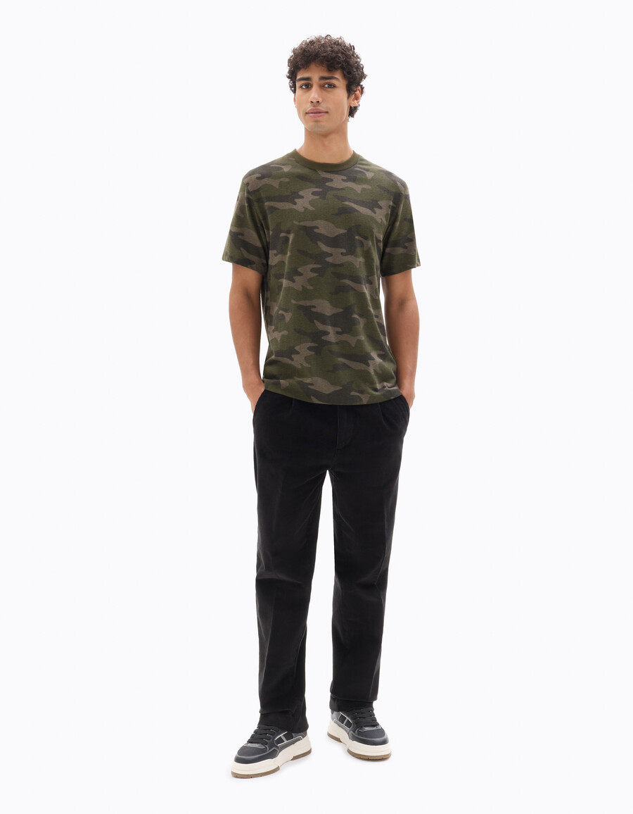 camiseta de cuello redondo de corte regular 100 algodón estampado de camuflaje