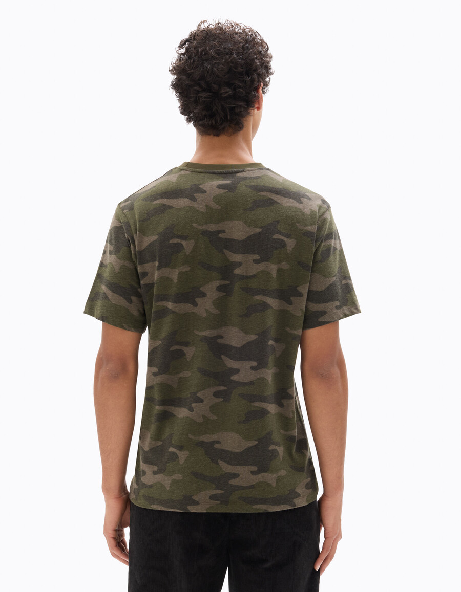 camiseta de cuello redondo de corte regular 100 algodón estampado de camuflaje