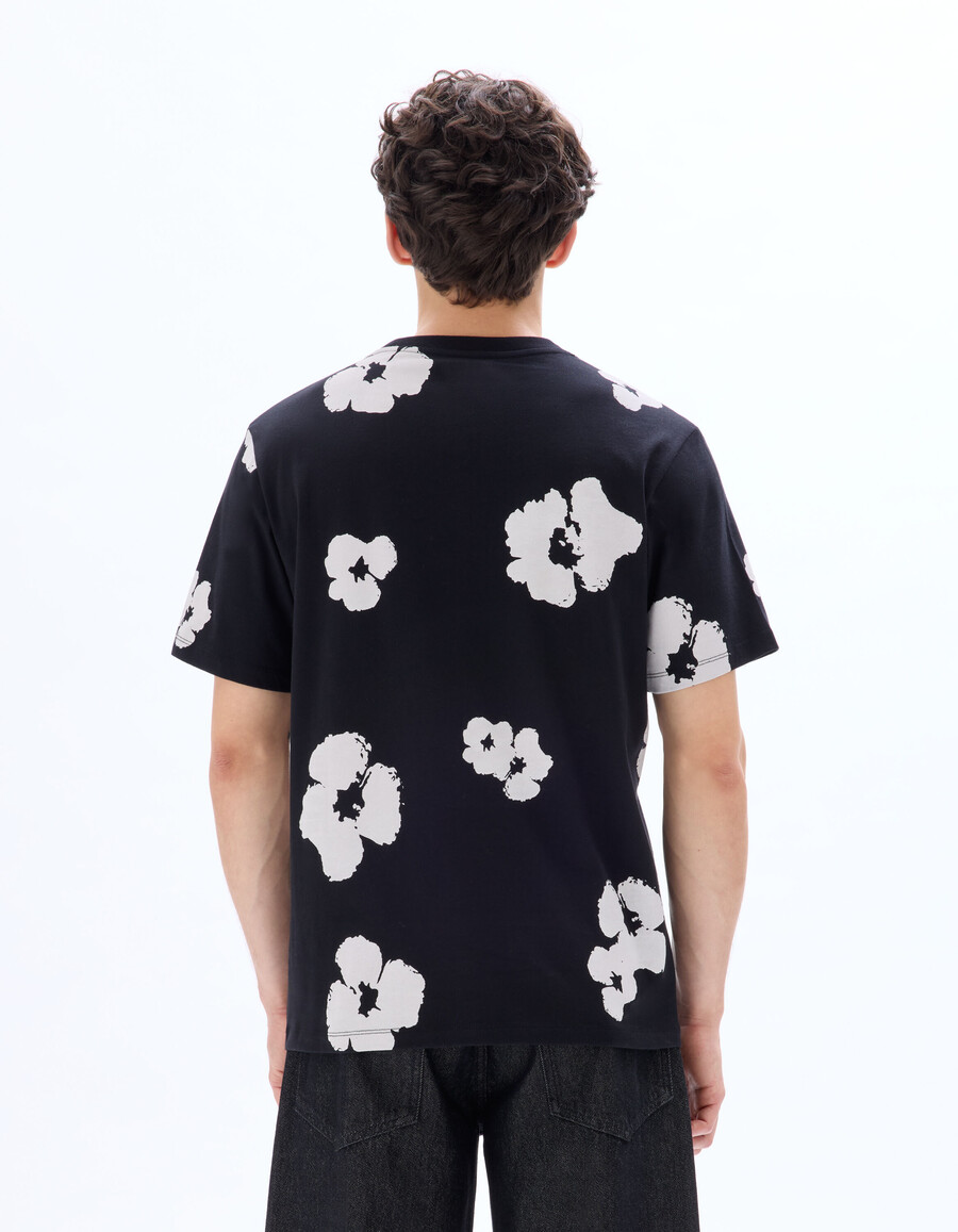 camiseta de cuello redondo 100 algodón estampado floral