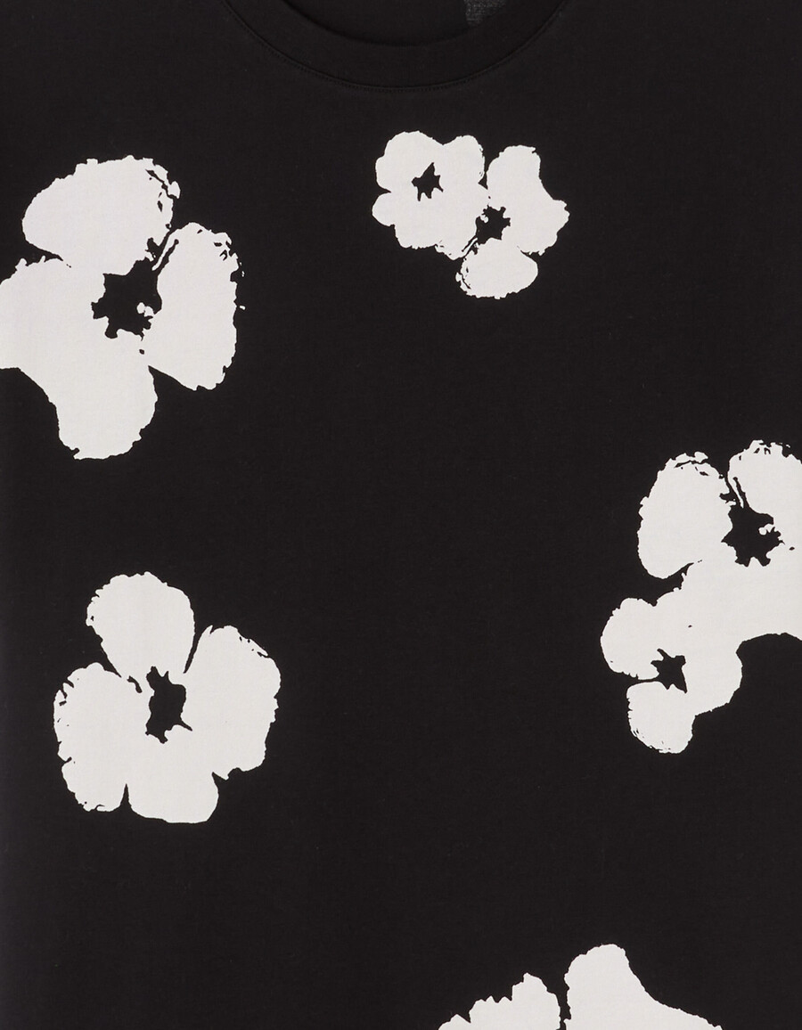 camiseta de cuello redondo 100 algodón estampado floral