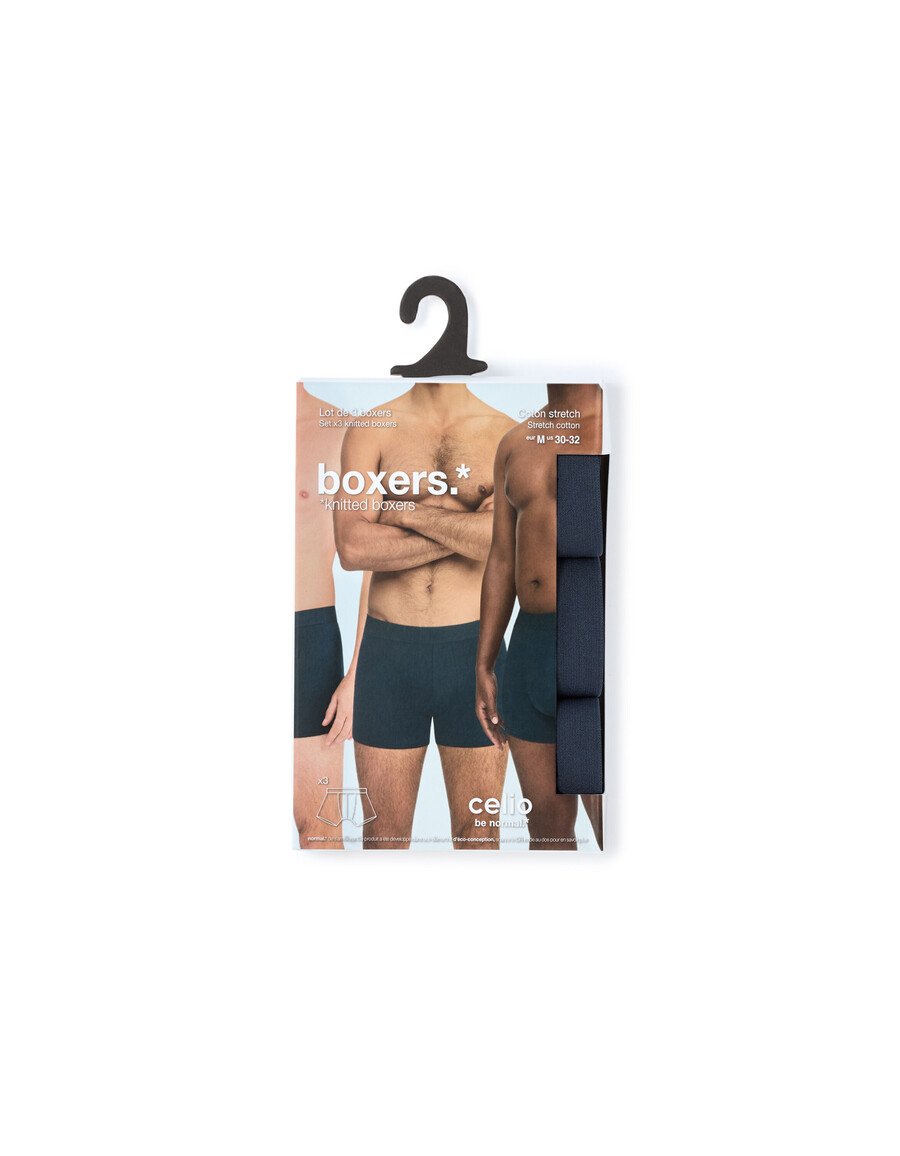 pack de 3 calzoncillos bóxer lisos azul marino